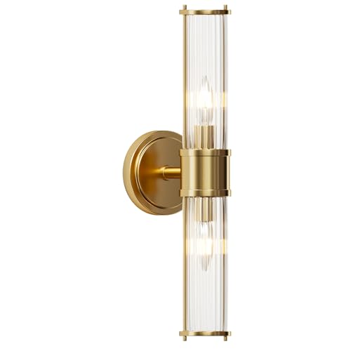 Linour Gold Wall Sconce Light Fixture - Bathroom Sconce Indoor Industrial Wall Sconce Vanity Light Wall Light Up and Down Wall Mount Lamp for Bathroom Bedroom(Without Bulb)