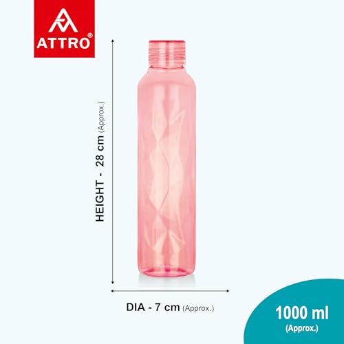Image of ATTRO Elite 1000ml Plastic Water Bottle BPA Free Leakproof Fridge Safe for Daily Hydration Set of 3 Assorted