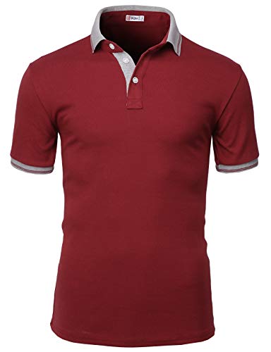 image for H2H Mens Casual Slim Fit Short Sleeve Button Down Color Effect Collar 