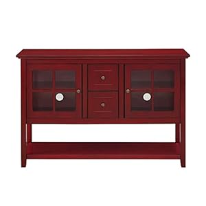 Walker Edison Charlotte Classic Glass Door Storage Buffet, 52 Inch, Red Walker Edison Charlotte Classic Glass Door Storage Buffet 52 Inch Red