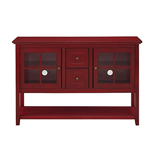 Walker-Edison-Charlotte-Classic-Glass-Door-Storage-Buffet-52-Inch-Red Walker Edison Charlotte Classic Glass Door Storage Buffet 52 Inch Red
