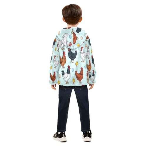 Chicken Eggs and Chicks Toddler Fleece Jacket Girl Boys Hooded Fleece Jacket Coat Warm Outwear Zip-up 3-10T4