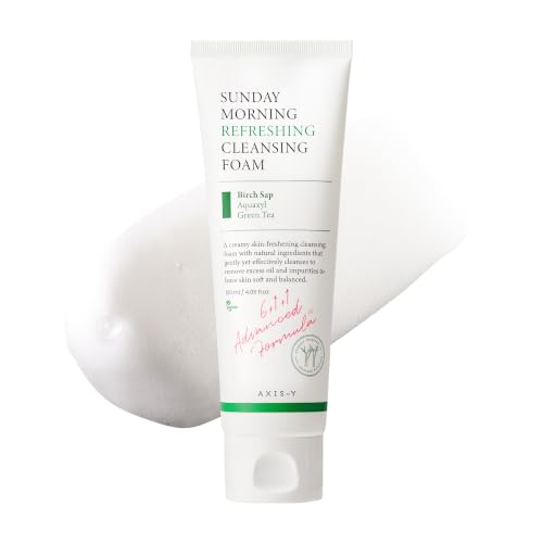 AXIS-Y Sunday Morning Refreshing Cleansing Foam With Birch Sap Hydrating & Soothing Gentle Facial Cleanser Vegan Korean Skin Care Face Wash For All Skin Types 4.06 Fl. Oz.