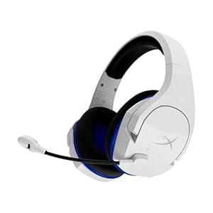 HyperX Cloud Stinger Core, Kabelloses Gaming-Headset, 2, -GHz, kompatibel mit PS5, PS4 und PC, leicht, robuste Stahlschieber, Mikrofon mit Geräuschunterdrückung, integrierte Audiosteuerung, Weiß