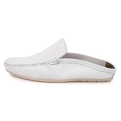Babuche Masculino Couro Latego Floater Diamante Cor:Branco;Tamanho:38