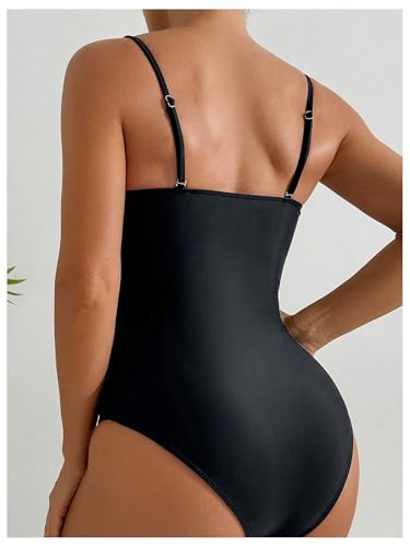 Floerns Women's Cut Out One Piece Swimsuit Ruched Bust Bandeau Beach Bathing Suit4