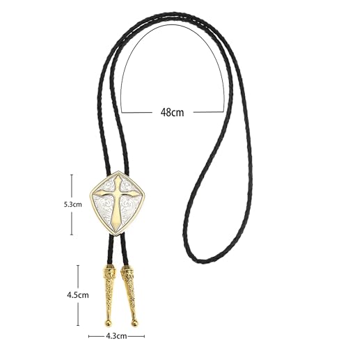Image of Western Cowboy Bolo tie for Men Women Gold Silver Death Skull Moth Cross Bolo Tie Christmas Deer Rooster Wolf Necktie Gift