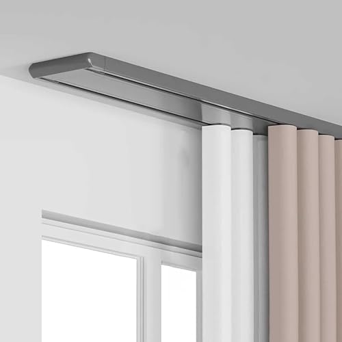 Adjustable 8.5FT Ceiling Mount Double Curtain Track Set - White Space Separator for Privacy in Homes & Offices - Ideal for Open Spaces & Room Dividers