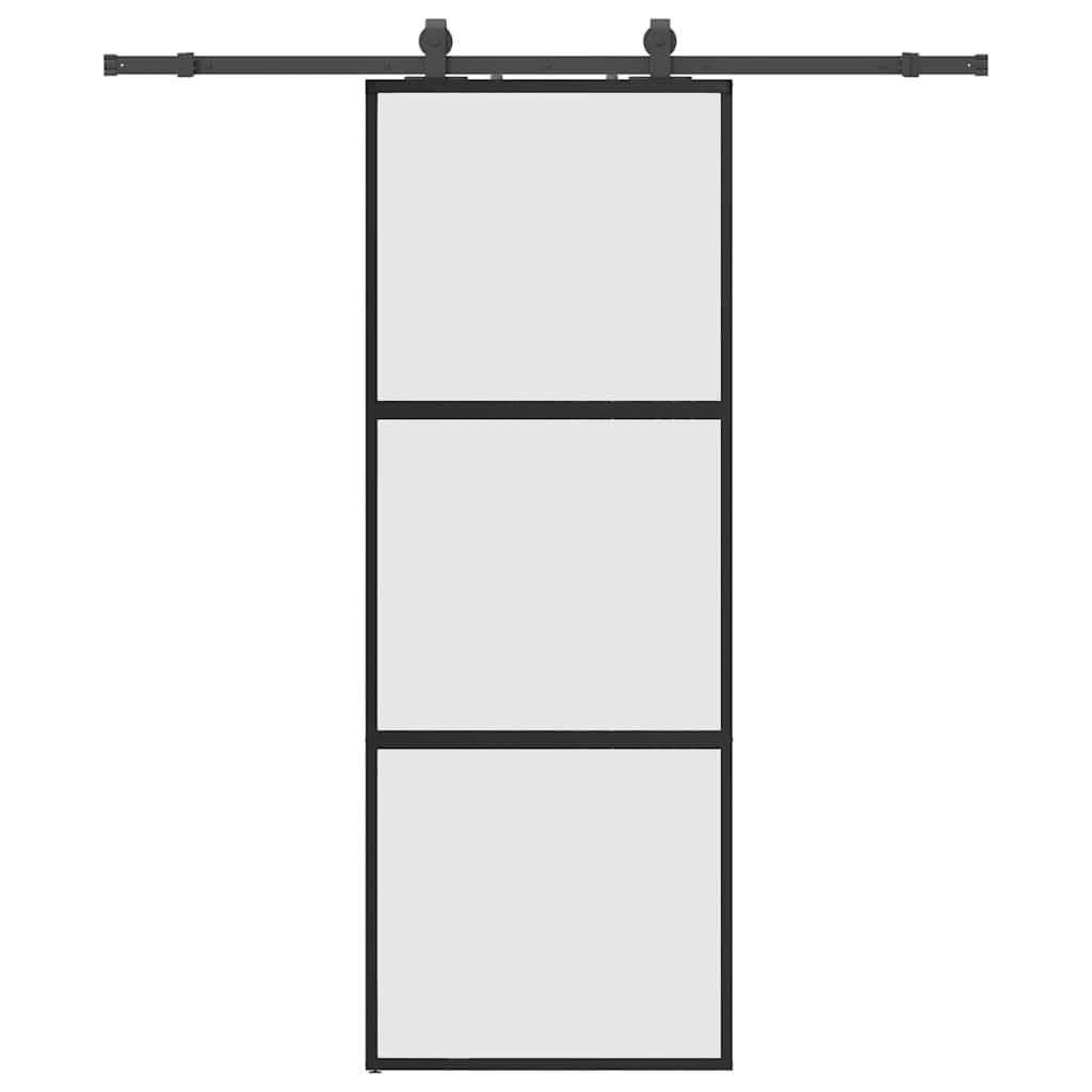 vidaXL Porta Scorrevole Set Ferramenta Nera 76x205 cm Vetro Temperato, porta scorrevole su binario, porta scorrevole interna, porta scorrevole interna