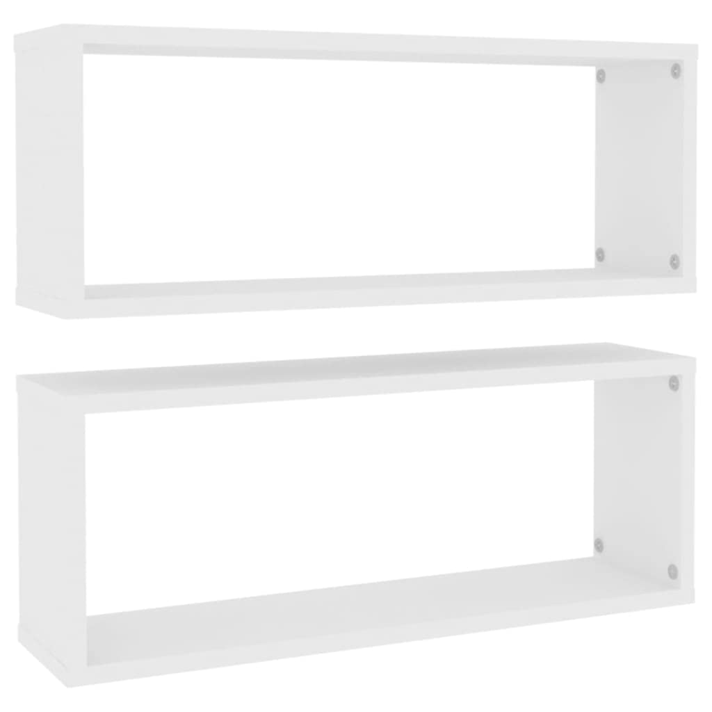 vidaXL Mensole Parete a Cubo 2pz Bianche 60x15x23 cm Legno Multistrato