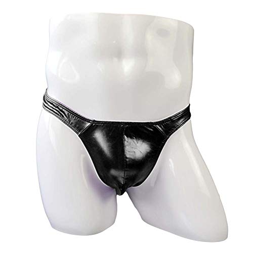 AGJGFM Men's Faux Leather Throng PVC PU G String T-Back Underwear2