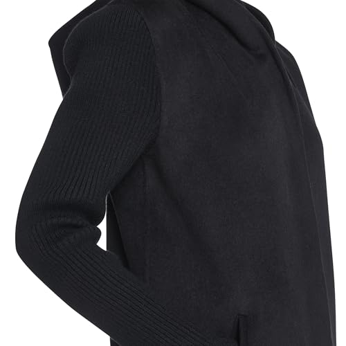 Image of Kenneth Cole Women's Hooded Double Face Wool With Hidden Snap Closure and Rib Knit Sleeve Coat