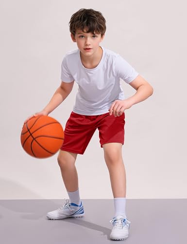 Image of Somaibo Boys Athletic Shorts Youth Quick Dry Soccer Basketball Running Gym Performance Mesh Sports Shorts for Kids