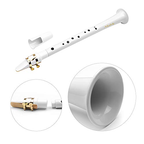 KKmoon Muslady Saxofone de Bolso Branco Mini Saxofone Portátil Pequeno Saxofone de Plástico com Bols
