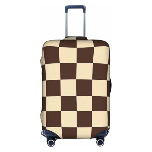 Brown Checkered Luggage Cover Washable Suitcase Cover Anti-Scratch Checkered Luggage Protector Covers Elastic Luggage Identify for Suitcase M fits 22-24 Inch Luggage