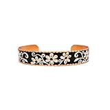 FRONT LINE JEWELRY Pulseras de cobre nativo americano: lobo, oso, caballo, Zia, Pueblo, girasol, mariposa, libélula, flor, gato, arce, tortuga, 6.50 inches, Cobre, granito