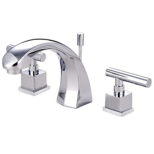 Kingston Brass KS4981CQL Claremont 8-Inch Widespread Lavatory Faucet with Brass Pop-Up, Polished Chrome