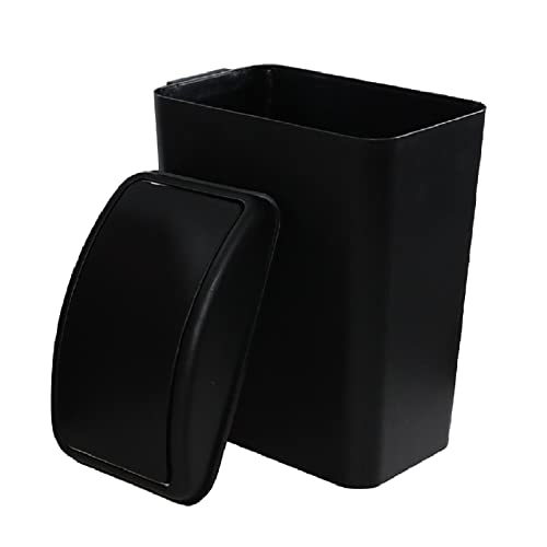 Caneca de basura rectangular de plástico 16 L negra