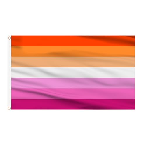 AhfuLife Lesbian Flaggen 90 x 150 cm, 1 Stück Lesbian Flagge LGBTQ Flagge, The Gay Flag Lesbische Pride Flag Leuchtenden Farben mit Messing-Ösen für Pride Day Paraden LGBTQ Party Bar Dekoration