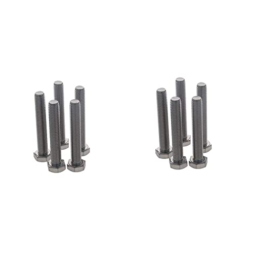 Image of Bettomshin 10Pcs M8 x 50mm Hex Bolts, 304 Stainless Steel 1.25mm Thread Pitch Fully Threaded Metric Hex Head Screw Bolts, Hexagon Screw Bolt, Hex Tap Bolts, Silver, A2-70 (Overall Size 55.3x13x13mm)