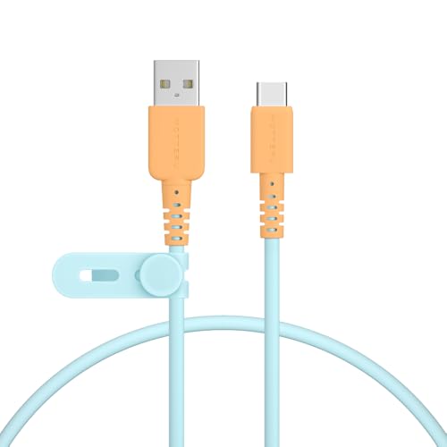 MOTTERU (モッテル) バイカラーケーブル USB-A to USB-C iPhone Air 17 17Pro 16 15 Androidスマートフォン各種 しなやか 絡まない データ転送 ケーブルバンド付 0.5m オレンジソーダ MOT-BCECAC50-OS