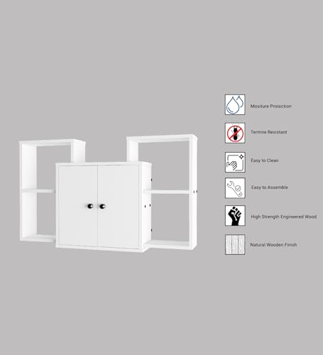 Image of WYDE Multipurpose Modular Wall Racks /Shelves /Organiser /Decor Particle Board Wall Shelf (Number of Shelves - 4, White)