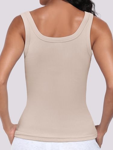Image of ANRABESS Womens Sleeveless Scoop Neck Tank Top Ribbed Fitted Summer Basic Slim Cute Tops 2026