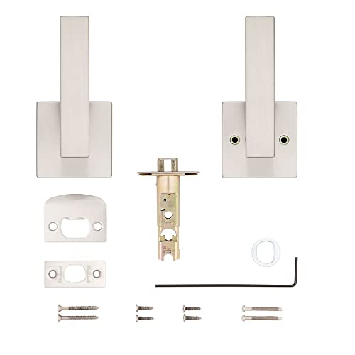 Image of Kwikset Singapore Interior Passage Door Handle, Lever for Closet and Hallway Doors, Reversible Non-Locking Handle Lever, Satin Nickel, with Microban Protection (Pack of 4)
