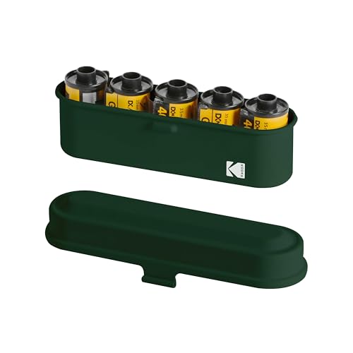 KODAK Film Case - for 5 Rolls of 35mm Films - Compact Retro Steel Case to Sort and Safeguard Film Rolls (Olive) (Film is not Included)