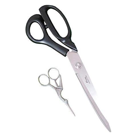 Heavy-Duty Extra Long Large Home/Office Utility Scissors, 12-Inch Upholstery Tailor Shears, 4.5-Inch Crane Embroidery Sewing Crafting Scissors, Stainless Steel All Purpose Sissors 2Pack Cover