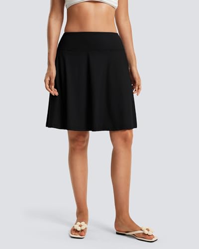 FitsT4 Sports Women's 20'' High Waisted Swim Skirt Skort Quick Dry Swimsuit Bikini Bottoms with Pockets2