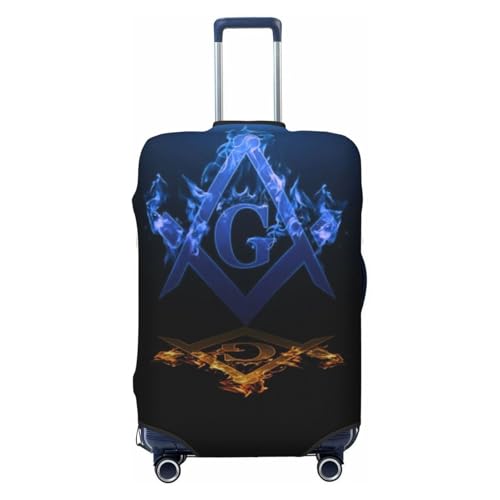 Masonic Soft Universal Luggage Case Cover Freemasonry Lightweight Washable Baggage Covers Premium Travel Luggage Cover Fits (A30,Small)