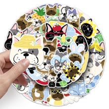 TUIOBUN 50PCS Cute French Bulldog Stickers for Skateboard,Scrapbook,Laptop,Notebook Bike,Luggage,Water Bottle,Cartoon Animal Waterproof Vinyl Decals,Girls Adults Sticker,Dog Aesthetic Graffiti Decals - Image 3