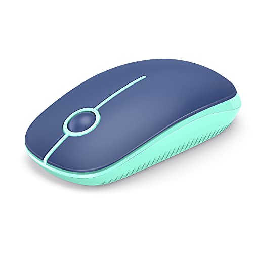 Image of VssoPlor Wireless Mouse, 2.4G Slim Portable Computer Laptop Mouse with Nano Receiver Quiet Silent Optical Mice for Notebook, PC, Laptop, Computer-Blue and Green