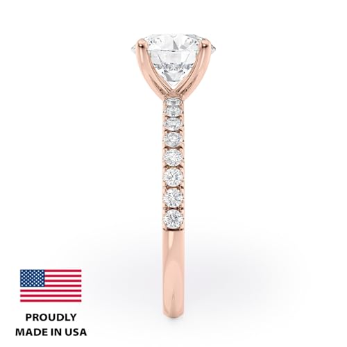 2 to 6 Carat Moissanite Engagement Ring for Women - 1/4 Carat Round Natural Diamond - 14k Gold Ring (G-H/SI, G-H/SI, cttw, DEW) Wedding Promise Size 4 to 11 Made in USA4