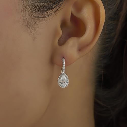 Image of TRUESILVER ACPL 925 Sterling Silver Cubic Zirconia Earrings for Women & Girls | BIS Hallmarked Drop Dangle Leverback Style | Elegant Jewelry Gift for Women
