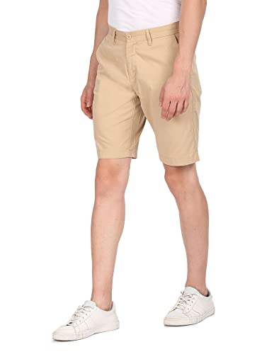 Image of U.S. Polo Assn. Men Light Khaki Flat Front Slim Fit Regular Shorts