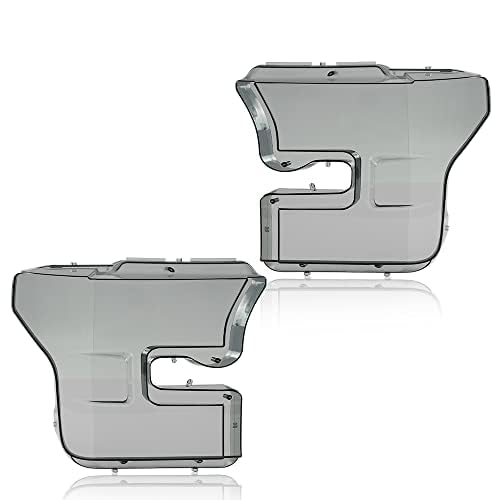 CROSSDESIGN Headlamps Headlights Cover Smoke Left & Right Side Compatible with Ford F150 2015 2016 2017 FO2502335, FO2503335, FO2502344