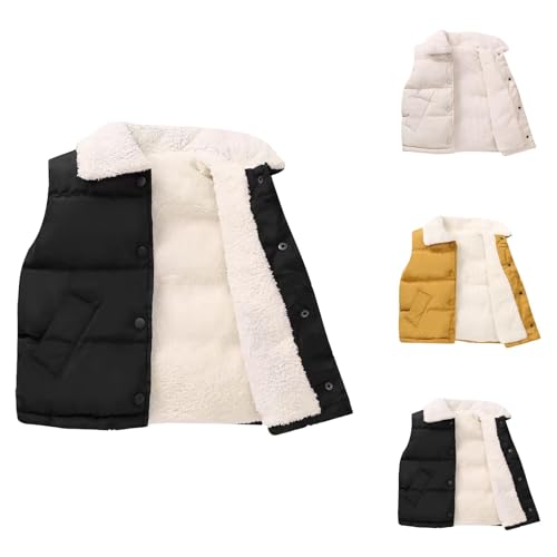 Toddler Boys Fleece Puffer Vest Baby Girls Sleeveless Quilted Down Jackets Winter Warm Button Lightweight Gilet
