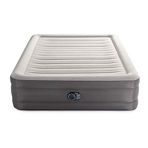 Intex 64095T TruAire Luxury Queen Air Mattress Airbed with 18 Inch Height, Lumbar Support, Built in Pump, and Carry Bag, Gray
