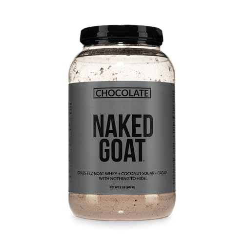 NAKED Goat Chocolate Protein Powder - Pasture Fed Goat Whey Protein Powder from Small-Herd Dairies - Only 3 Ingredients - GMO Free Soy Free - All Natural - 23 Grams of Protein - 25 Servings
