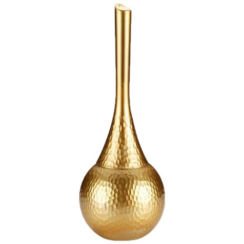 Joygoodta Brosse de Toilette dorée, Cuvette de Toilette en Plastique 15 Pouces, Brosse et Support avec poignée antidérapante Confortable pour Salle Bain, Manche Long
