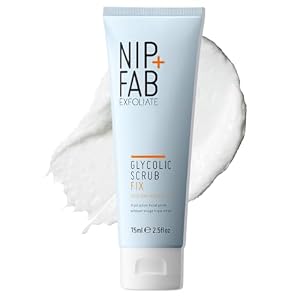 NIP + FAB Glycolic Fix Scrub – 3% Glycolic Acid (AHA) and 1% Salicylic Acid (BHA) Exfoliating Face Scrub for Brightening, Resurfacing and Deep Pore Cleansing, 75ml