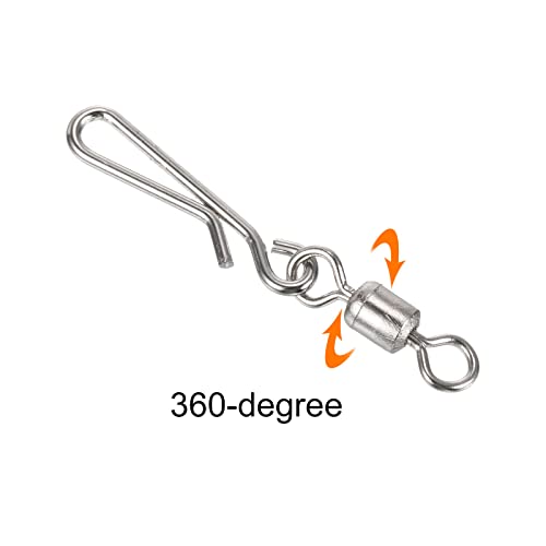 PATIKIL Fishing Rolling Swivel with Hanging Snap, 60 Pack 40lb Stainless Steel Fishing Terminal Tackle, Silver - Image 4