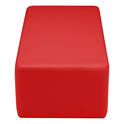 Image of Sprogs 12 inch H Structured Rectangle Stool -Flexible Modular Collaborative Soft Seating for Office, Home, Lounge and School Classrooms with Durable Frame -Red