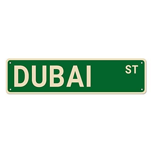 Deerweet Dubai Street Signs, Dubai Decor Dubai Sign Dubai Gift, Wall Decor for Home/Driveway/Man Cave/Bar, Quality Metal Signs 16x6 Inch, Thiy563