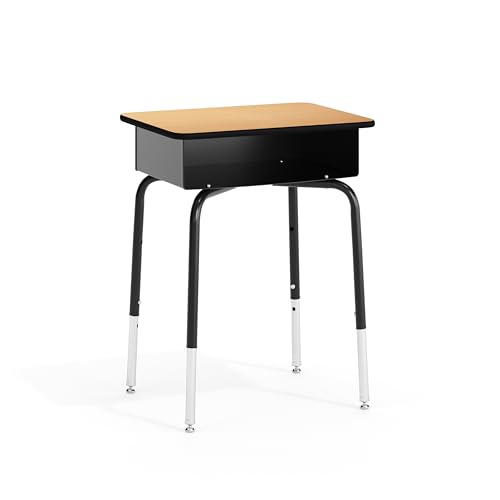 Image of Flash Furniture Metal Student Desk with Open Book Box, Natural, 10-Pack