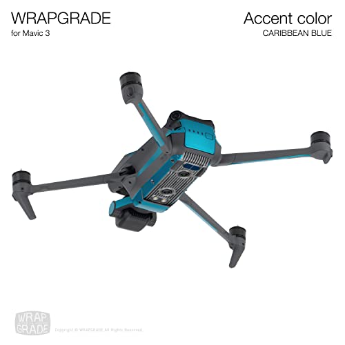 Image of WRAPGRADE Partial Skin Stickers for DJI Mavic 3 Pro Accent Color (Caribbean Blue)
