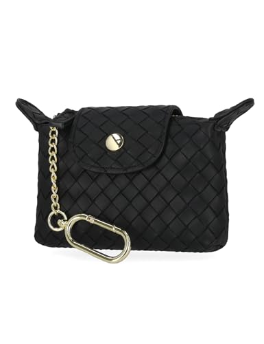 Mundi Donna RFID Wallet Coin Purse Mini Pouch Charm with Key Chain, Black