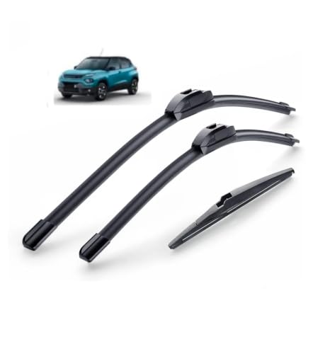 Image of AWB 24 inch+16 inch Frameless /Soft Wiper Blades with 12 inch Rear Specific Wiper Blade Replacement Set for Tata Punch(Set of 3)